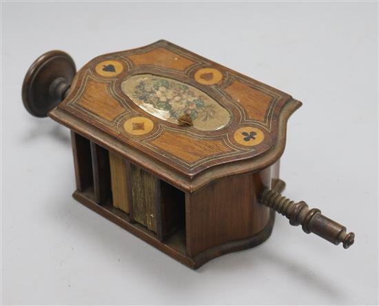 An unusual 19th century marquetry playing card press